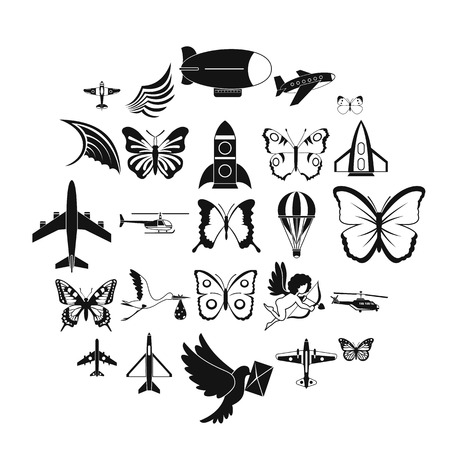 Flyer icons set, simple styleのイラスト素材