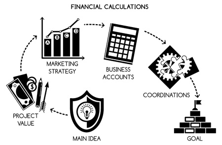 Financial calculations concept background. Simple illustration of financial calculations vector concept background for web design isolated on white backgroundのイラスト素材