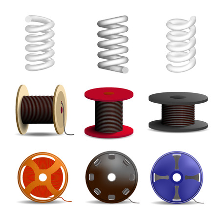 Coil spring icon set, realistic styleのイラスト素材