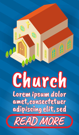 Church concept banner, comics isometric styleのイラスト素材