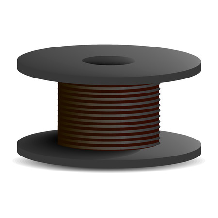 Black cable coil icon. Realistic illustration of black cable coil vector icon for web design isolated on white backgroundのイラスト素材