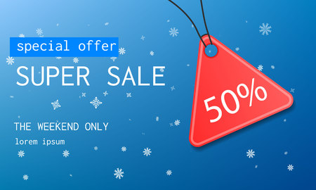 Winter super sale concept background. Realistic illustration of winter super sale vector concept background for web designのイラスト素材