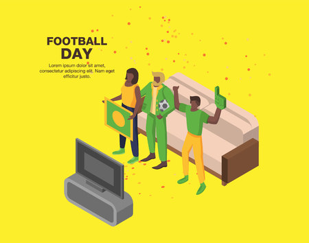 Football day concept background. Isometric illustration of football day vector concept background for web designのイラスト素材