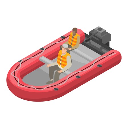 Migrant boat icon. Isometric of migrant boat vector icon for web design isolated on white backgroundのイラスト素材