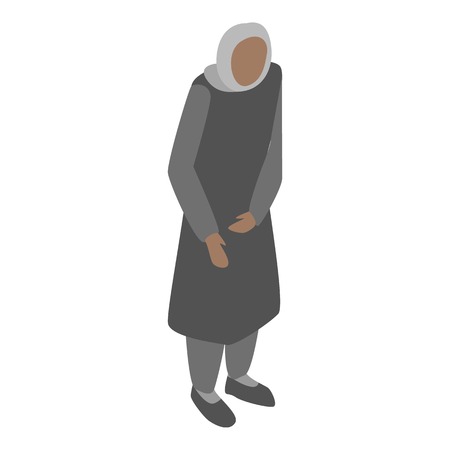 Homeless migrant woman icon. Isometric of homeless migrant woman vector icon for web design isolated on white backgroundのイラスト素材