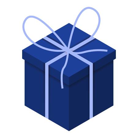 Blue gift box icon, isometric styleのイラスト素材