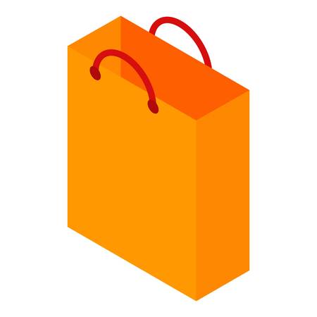Orange paper bag icon. Isometric of orange paper bag vector icon for web design isolated on white backgroundのイラスト素材