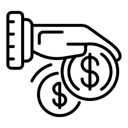 Hand take corruption money icon. Outline hand take corruption money vector icon for web design isolated on white backgroundのイラスト素材