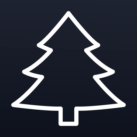 Christmas fir tree icon. Outline christmas fir tree vector icon for web design isolated on black backgroundのイラスト素材
