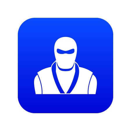 Ninja in black mask icon digital blueのイラスト素材