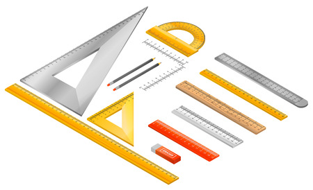 Ruler icon set, isometric styleのイラスト素材
