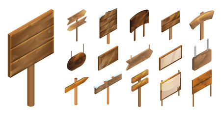 Signpost icon set. Isometric set of signpost vector icons for web design isolated on white backgroundのイラスト素材