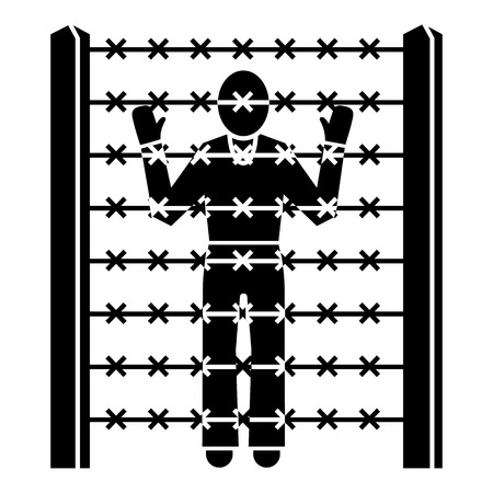 Migrant man at border icon. Simple illustration of migrant man at border vector icon for web design isolated on white backgroundのイラスト素材