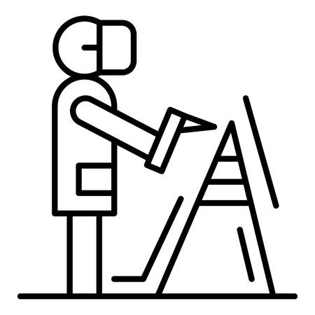 Welder weld metal icon. Outline welder weld metal vector icon for web design isolated on white backgroundのイラスト素材