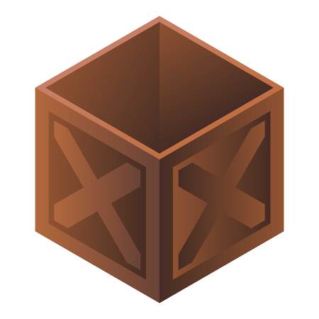 Wood parcel box icon. Isometric of wood parcel box vector icon for web design isolated on white backgroundのイラスト素材