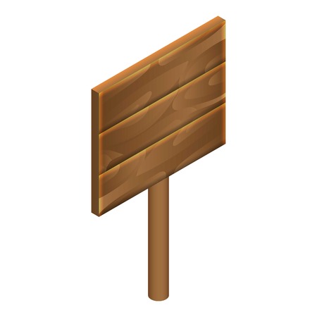 Retro wood board icon. Isometric of retro wood board vector icon for web design isolated on white backgroundのイラスト素材