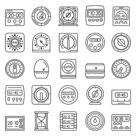 Time measure icon set. Outline set of time measure vector icons for web design isolated on white backgroundのイラスト素材