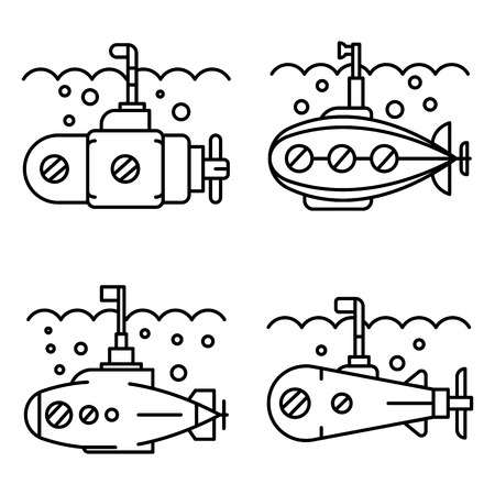 Periscope icon set. Outline set of periscope vector icons for web design isolated on white backgroundのイラスト素材