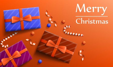 Merry Christmas gift concept banner, realistic styleのイラスト素材