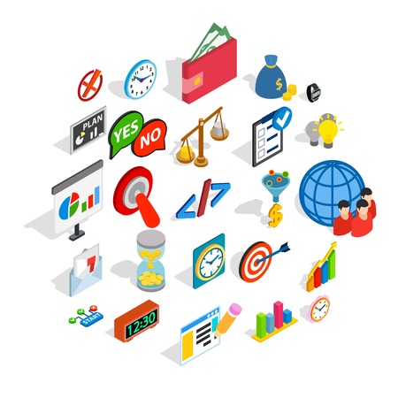 Interchange icons set. Isometric set of 25 interchange vector icons for web isolated on white backgroundのイラスト素材