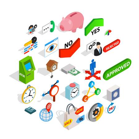 Trade platform icons set. Isometric set of 25 trade platform vector icons for web isolated on white backgroundのイラスト素材