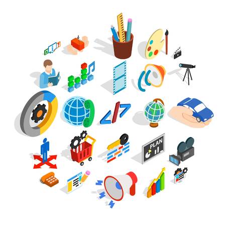 Degree icons set. Isometric set of 25 degree vector icons for web isolated on white backgroundのイラスト素材