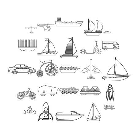 Deprecated transport icons set. Outline set of 25 deprecated transport vector icons for web isolated on white backgroundのイラスト素材