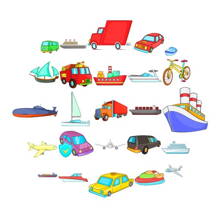 City transport icons set. Cartoon set of 25 city transport vector icons for web isolated on white backgroundのイラスト素材