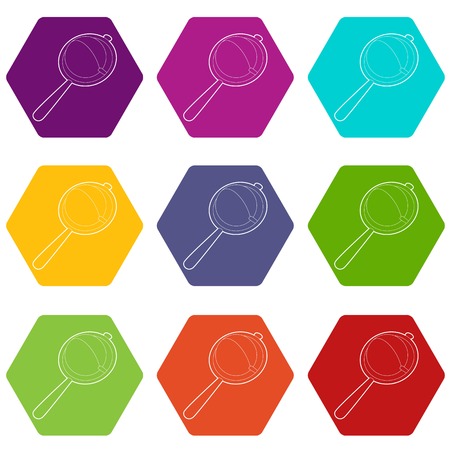 Baby rattle icons 9 set coloful isolated on white for webのイラスト素材