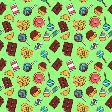 Cake pattern seamless. Cartoon of cake vector pattern seamless for web, poster and wrapping paperのイラスト素材