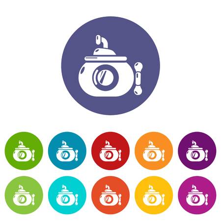 Submarine ocean icons color set vector for any web design on white backgroundのイラスト素材