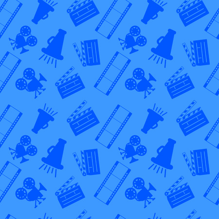 Cinema pattern seamless. Cartoon set of cinema vector pattern seamless for web, poster and wrapping paperのイラスト素材