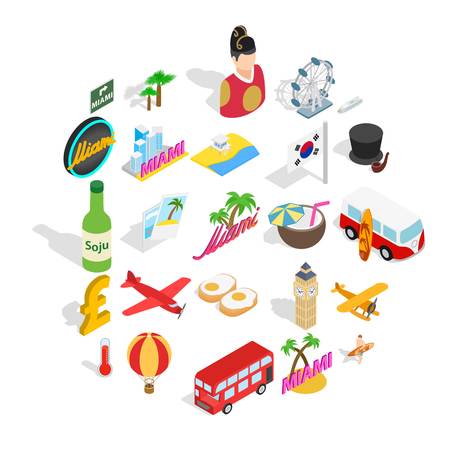 Memorial place icons set. Isometric set of 25 memorial place vector icons for web isolated on white backgroundのイラスト素材