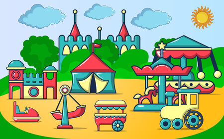 Place for play concept banner. Cartoon banner of place for play vector concept for web, giftcard and postcardのイラスト素材