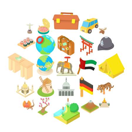 Holiday attraction icons set. Cartoon set of 25 holiday attraction vector icons for web isolated on white backgroundのイラスト素材