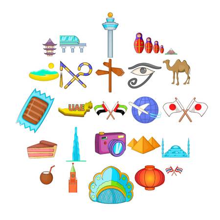Guided tour icons set. Cartoon set of 25 guided tour vector icons for web isolated on white backgroundのイラスト素材