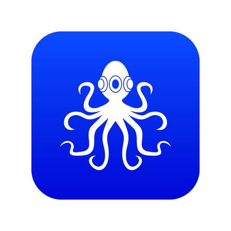 Octopus icon digital blue for any design isolated on white vector illustrationのイラスト素材