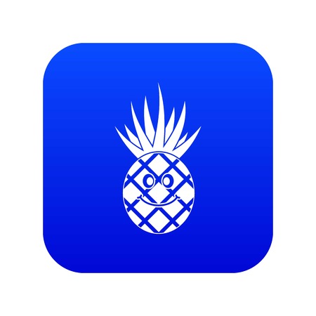 Smiling pineapple icon digital blue for any design isolated on white vector illustrationのイラスト素材