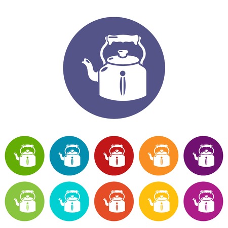 Kettle old icons color set vector for any web design on white backgroundのイラスト素材