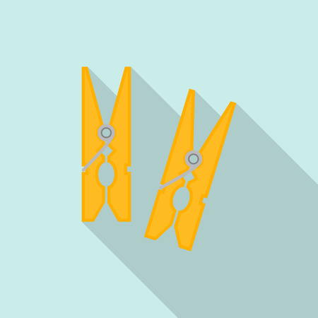 Clothes wood clip icon. Flat illustration of clothes wood clip vector icon for web designのイラスト素材
