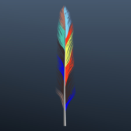 Rainbow feather icon. Realistic illustration of rainbow feather vector icon for web designのイラスト素材