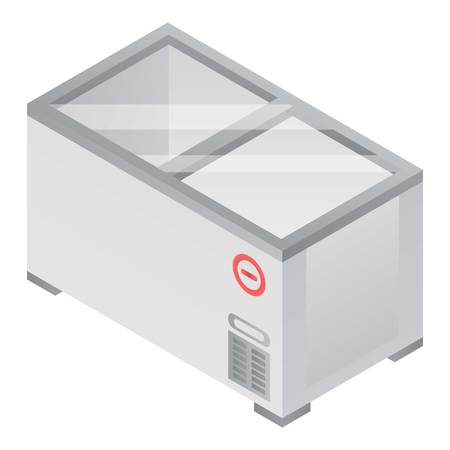 Ice cream freezer icon. Isometric of ice cream freezer vector icon for web design isolated on white backgroundのイラスト素材