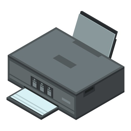 Photo printer icon. Isometric of photo printer vector icon for web design isolated on white backgroundのイラスト素材