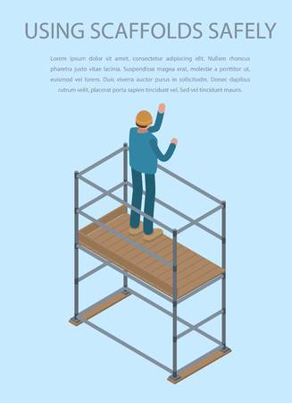 Using scaffolds safely concept background, isometric styleのイラスト素材