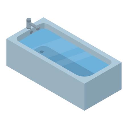 Full water bathtub icon. Isometric of full water bathtub vector icon for web design isolated on white backgroundのイラスト素材