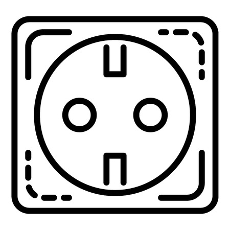 Euro electric socket icon. Outline euro electric socket vector icon for web design isolated on white backgroundのイラスト素材