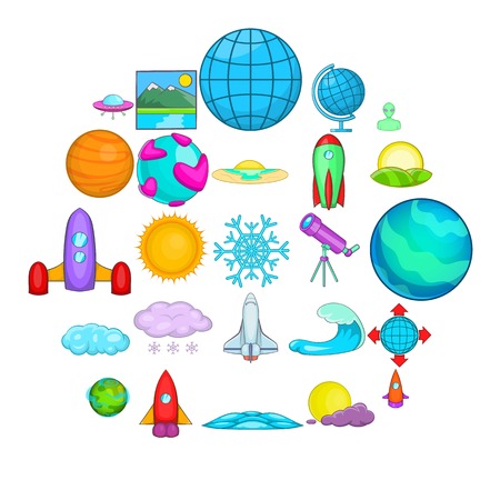 System icons set. Cartoon set of 25 system vector icons for web isolated on white backgroundのイラスト素材