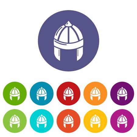 Knight helmet guard icons color set vector for any web design on white backgroundのイラスト素材