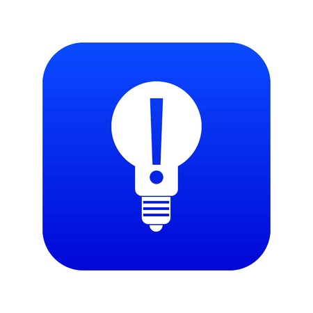 Light bulb with exclamation mark inside icon digital blue for any design isolated on white vector illustrationのイラスト素材