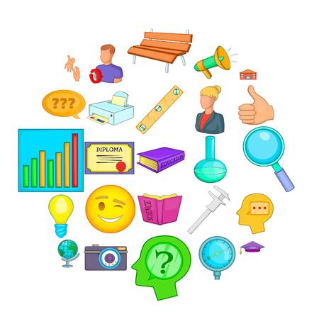 Research project icons set. Cartoon set of 25 research project vector icons for web isolated on white backgroundのイラスト素材